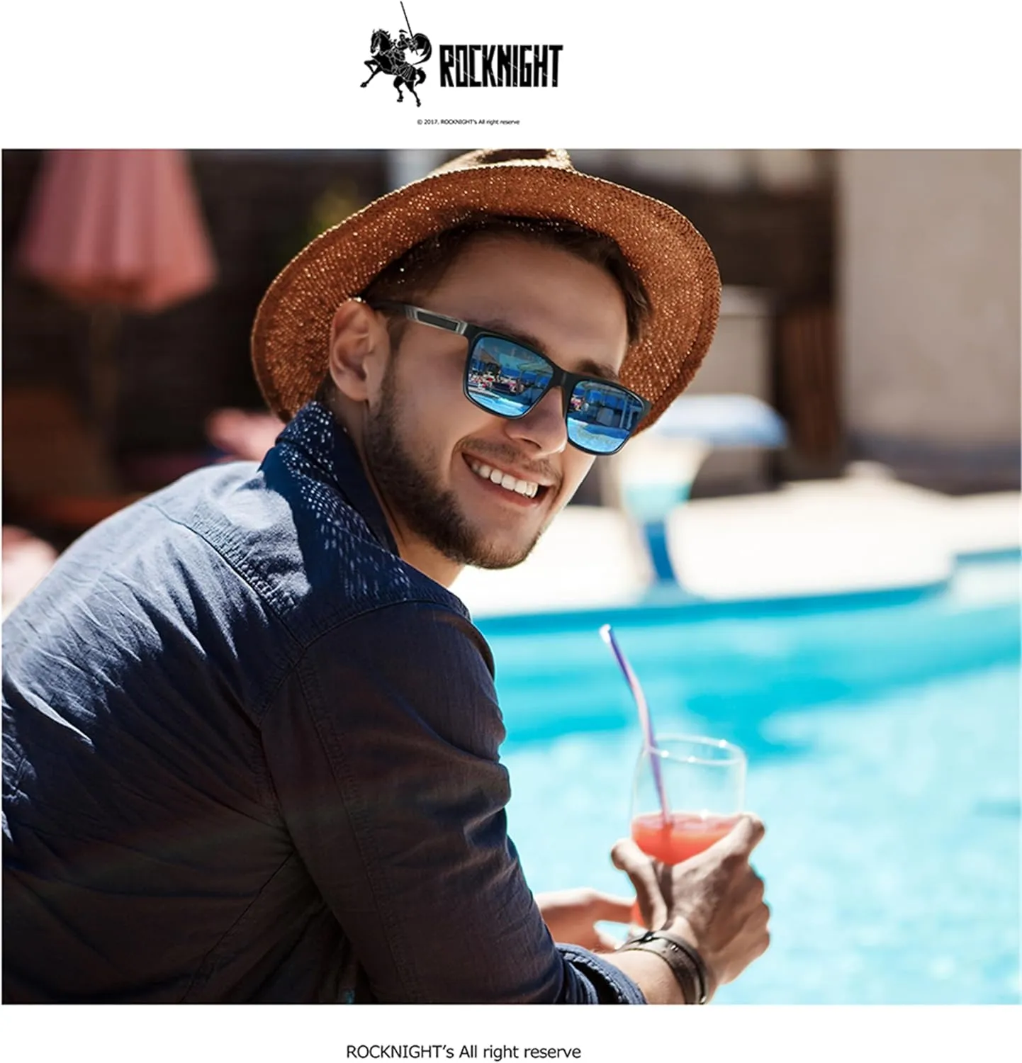 ROCKNIGHT HD Driving Sunglasses Men Polarized UV Protection Al-Mg Metal Frame Lightweight Flat Lens Hiking Fishing