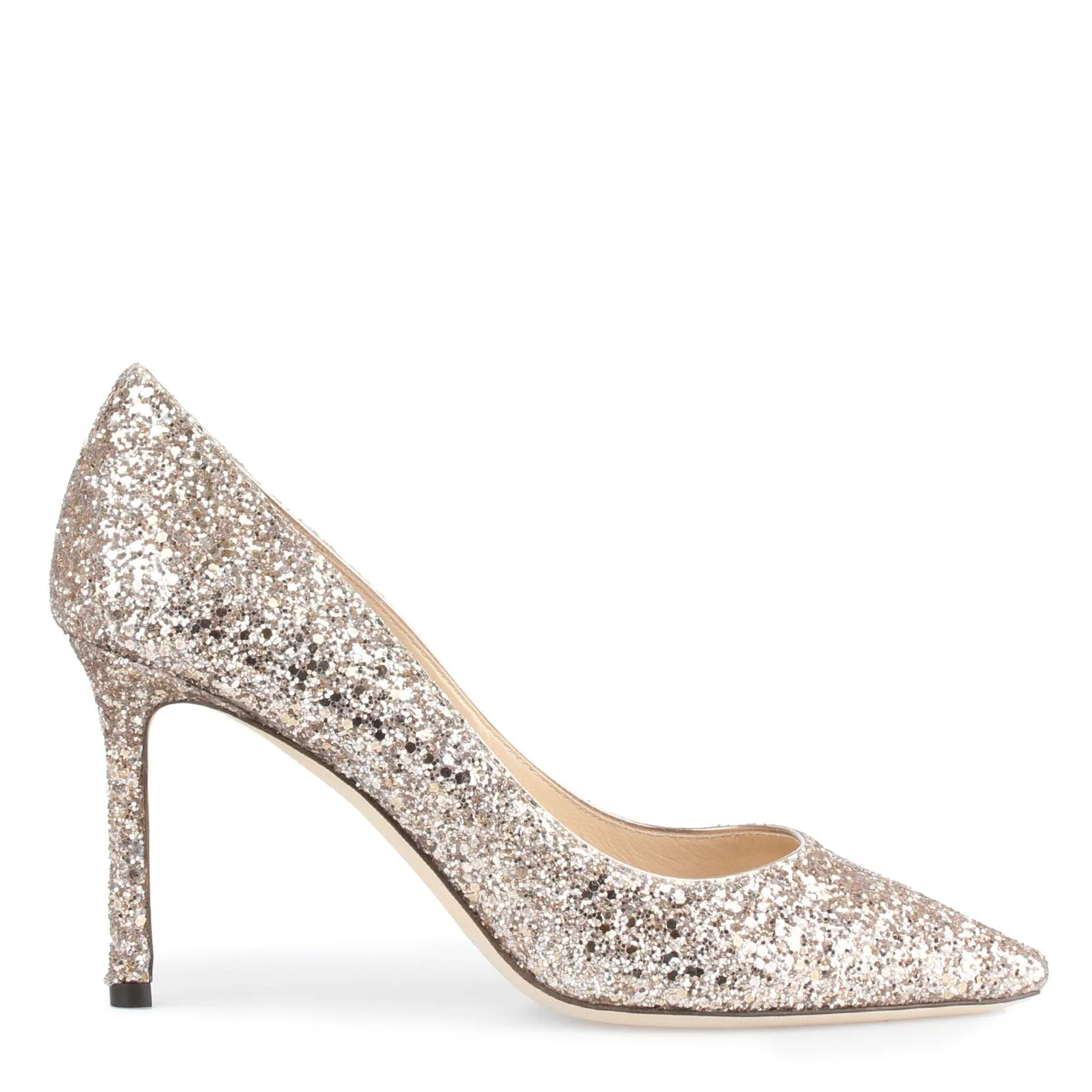 Romy 85 ballet pink glitter pumps