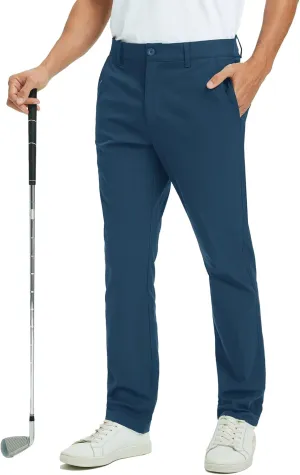 Rouen Golf Pants Men 8 Pockets Water Resistant Flat Front - 30"/32"/34" Chino Dress Pants Lightweight Stretch Casual Trousers