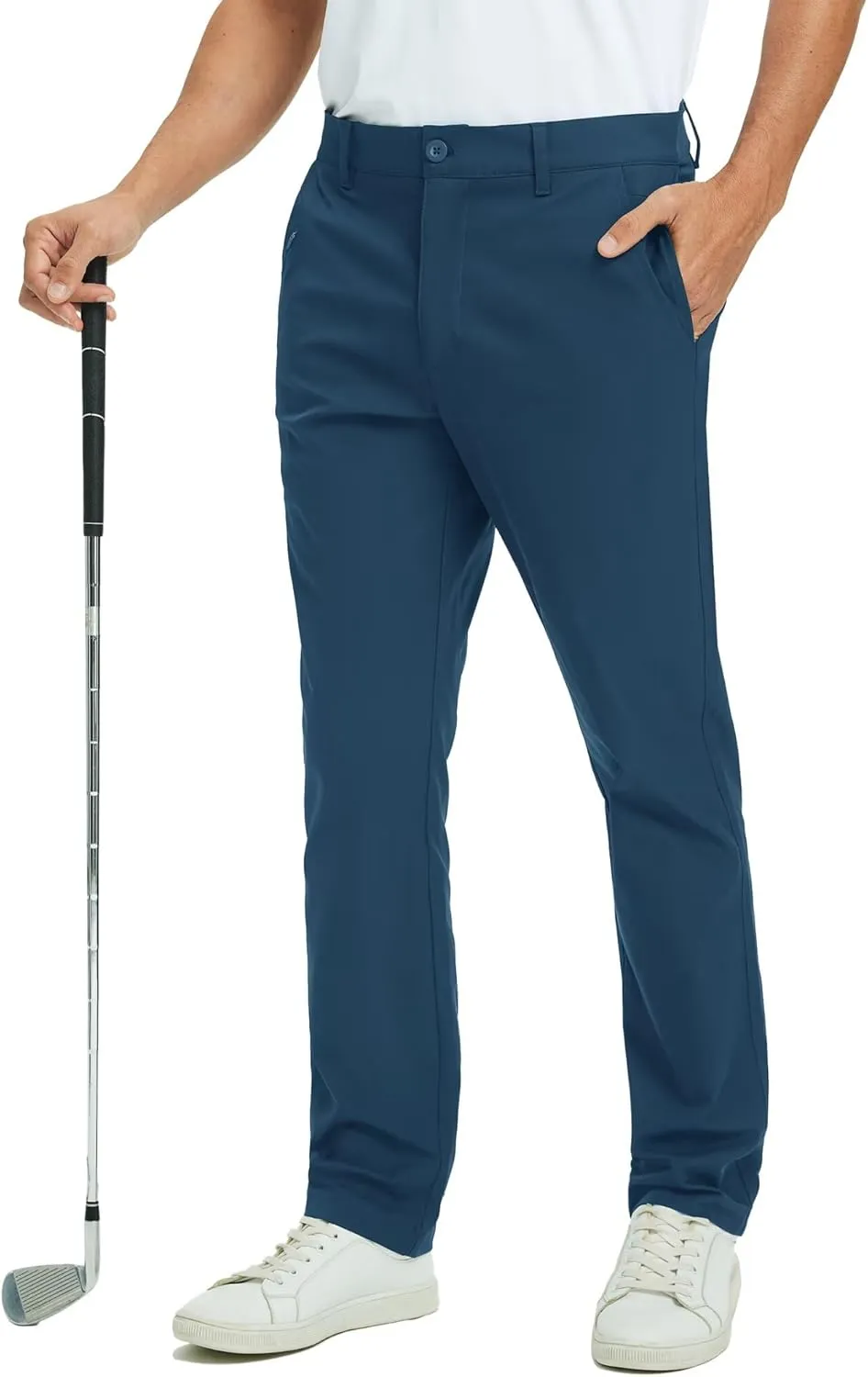 Rouen Golf Pants Men 8 Pockets Water Resistant Flat Front - 30"/32"/34" Chino Dress Pants Lightweight Stretch Casual Trousers