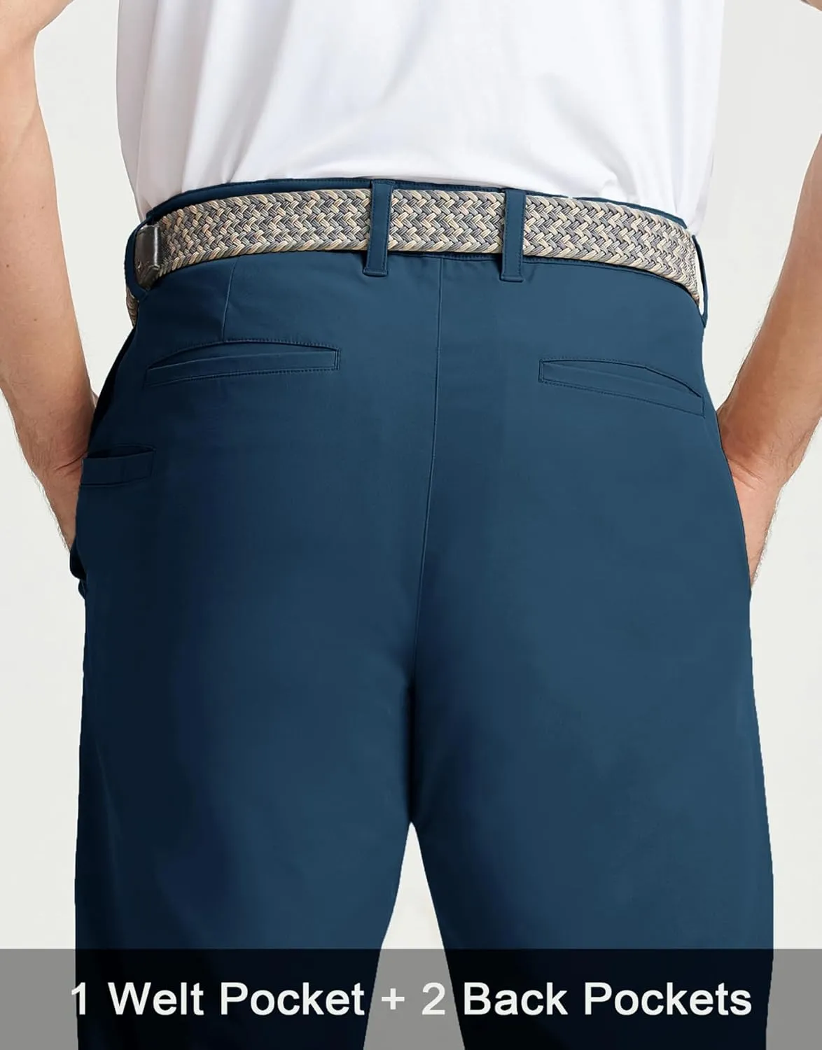 Rouen Golf Pants Men 8 Pockets Water Resistant Flat Front - 30"/32"/34" Chino Dress Pants Lightweight Stretch Casual Trousers