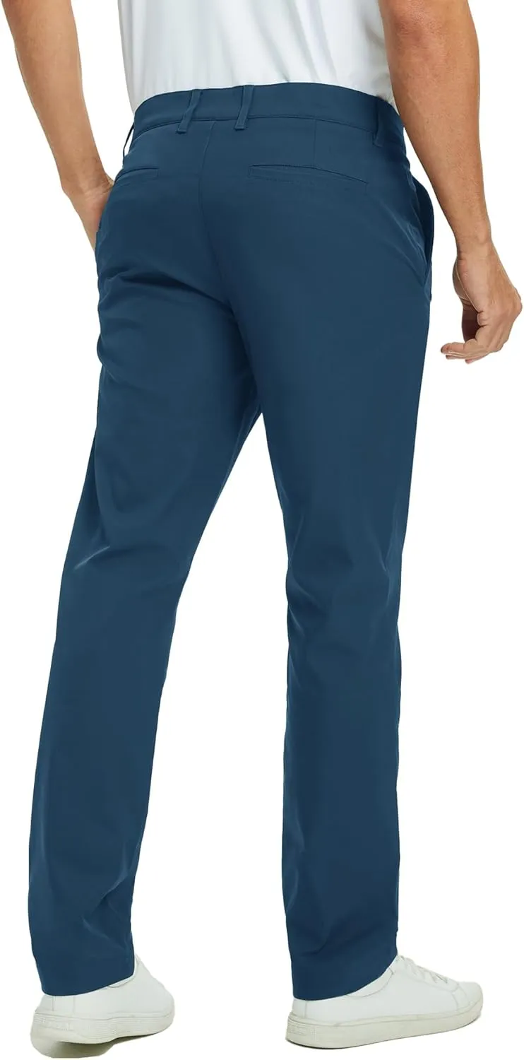 Rouen Golf Pants Men 8 Pockets Water Resistant Flat Front - 30"/32"/34" Chino Dress Pants Lightweight Stretch Casual Trousers