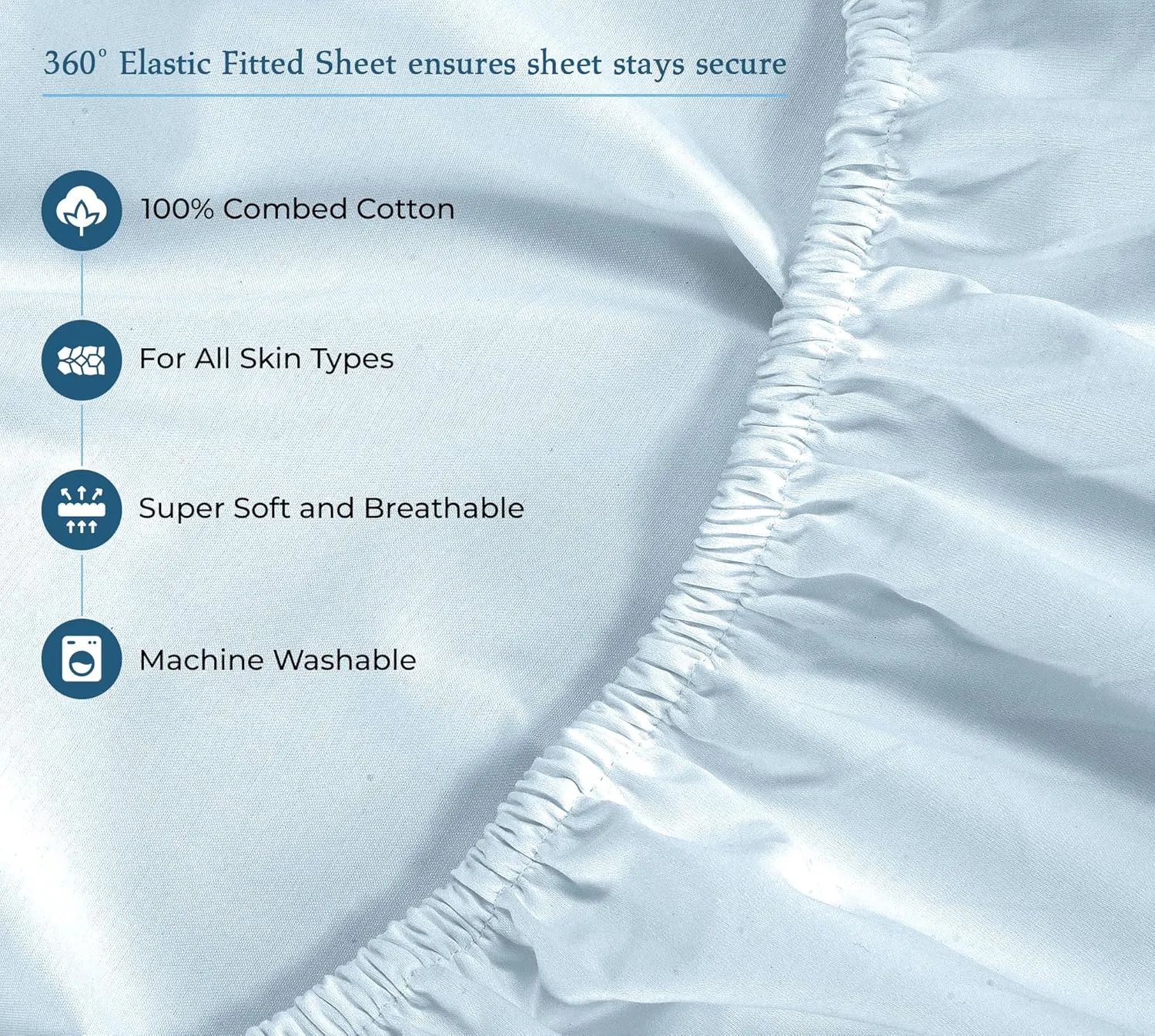 ROYALE LINENS 400 Thread Count 100% American Grown Cotton 4 Piece Sateen Full Sheet Set - 1 Fitted, 1 Flat Sheet, 2 Pillow case - Blue Bedsheet Set - Cooling Cotton Sheets - (Full, Caribbean Blue)