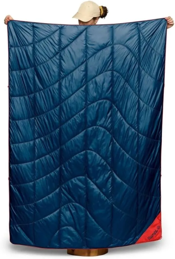 Rumpl Backcountry Puffy Blanket - Packing Comfort Into Uncomfortable Places, 100% Recycled Polyester Insulation, Lightweight, Packable, Water Resistant, 52" x 75", Deepwater