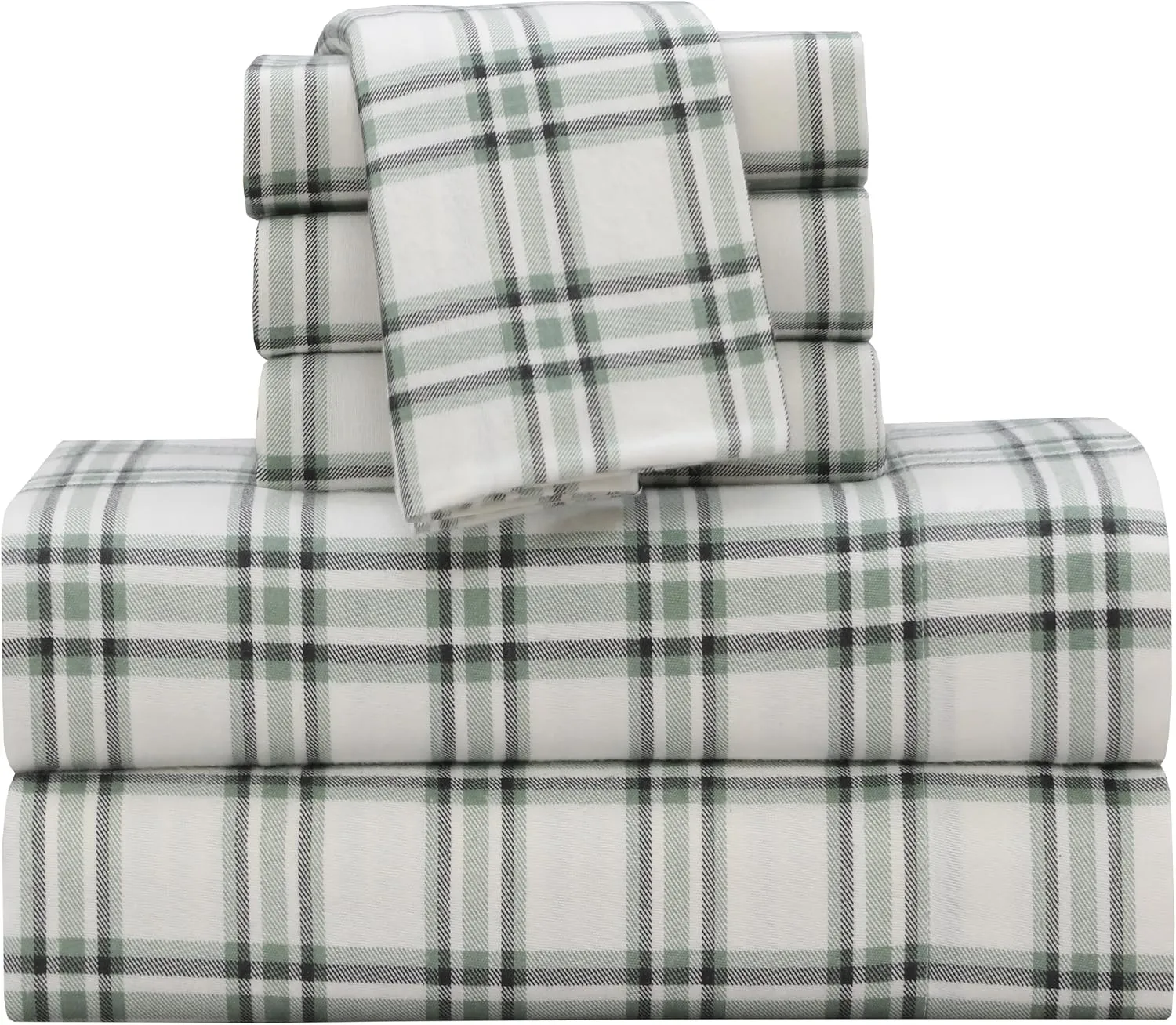 RUVANTI Flannel Sheets Full Size 6 Pcs - 100% Cotton Double Brushed Bed Sheets, Deep Pockets 16 Inches, All Seasons Breathable, Extra Soft & Comfy Full Size Sheets Set, Cadet