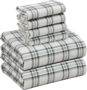 RUVANTI Flannel Sheets Full Size 6 Pcs - 100% Cotton Double Brushed Bed Sheets, Deep Pockets 16 Inches, All Seasons Breathable, Extra Soft & Comfy Full Size Sheets Set, Cadet
