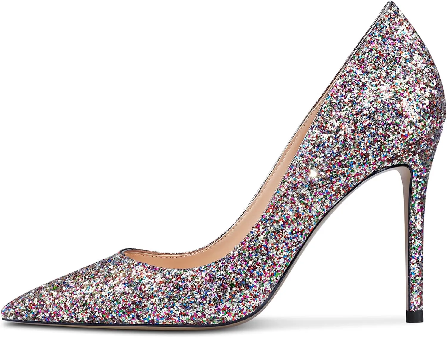Saekcted Womens High-Heels Pumps Stiletto Pointed-Toe Slip-On Pump Evening Shoes 4 Inch Heel