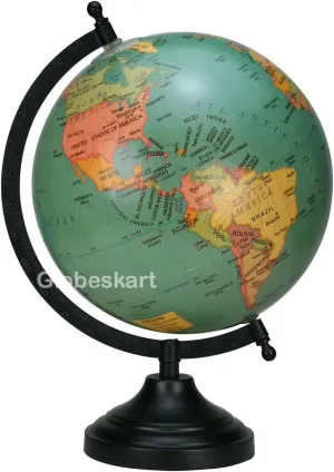 Samyuktha Educational/Antique Globe with Black Matt Arc and Base/World Globe/Home Decor/Office Decor/Gift Item / 8 inches (Green Pata)