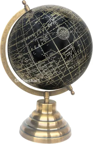 Samyuktha Educational/Antique Globe with Brass Antique Arc and Base/World Globe/Home Decor/Office Decor/Gift Item / 8 inches (Black Gold)