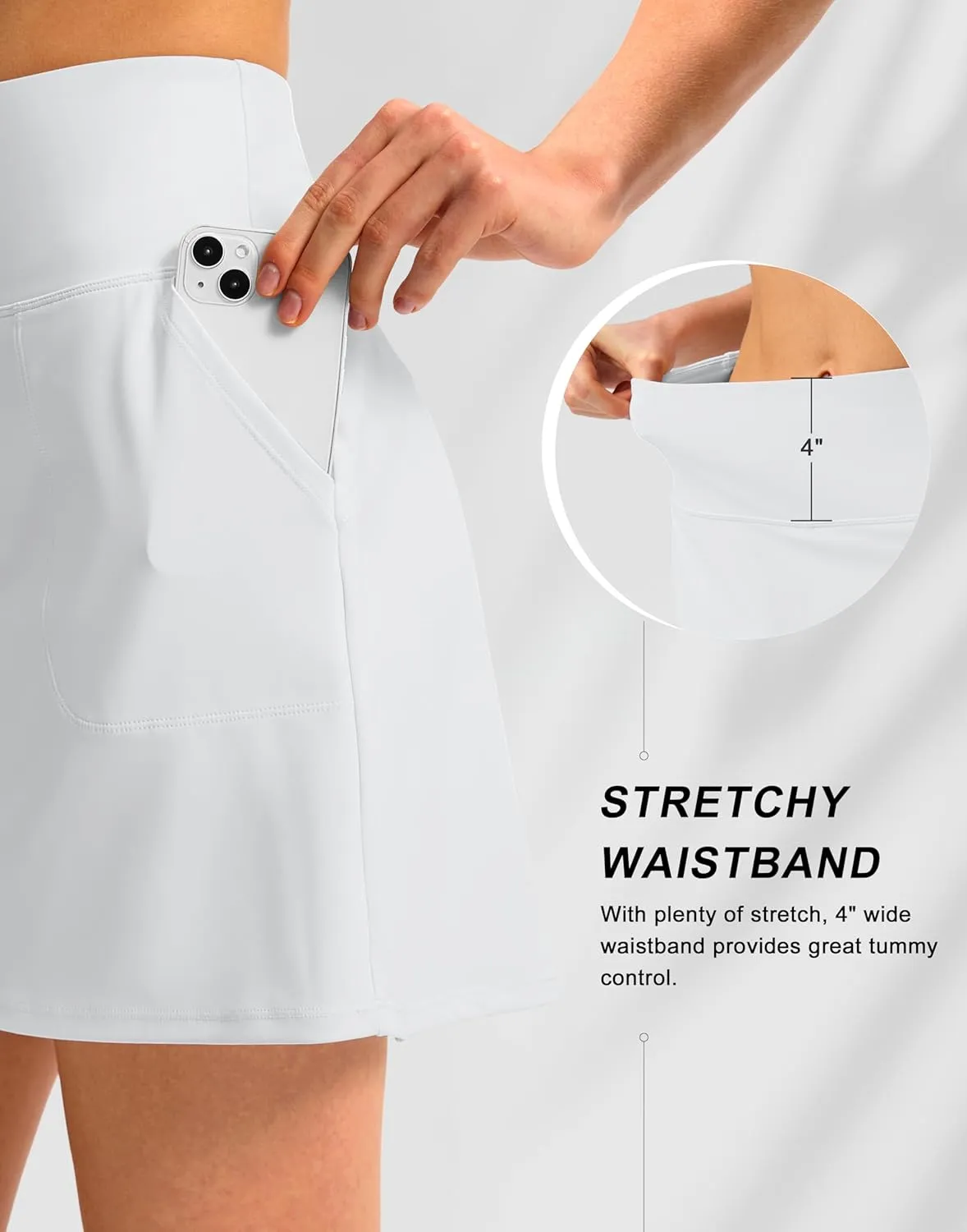 SANTINY 16" Golf Skorts Skirts for Women with 4 Pockets Women's High Waisted Stretchy Tennis Skirt Athletic Skort
