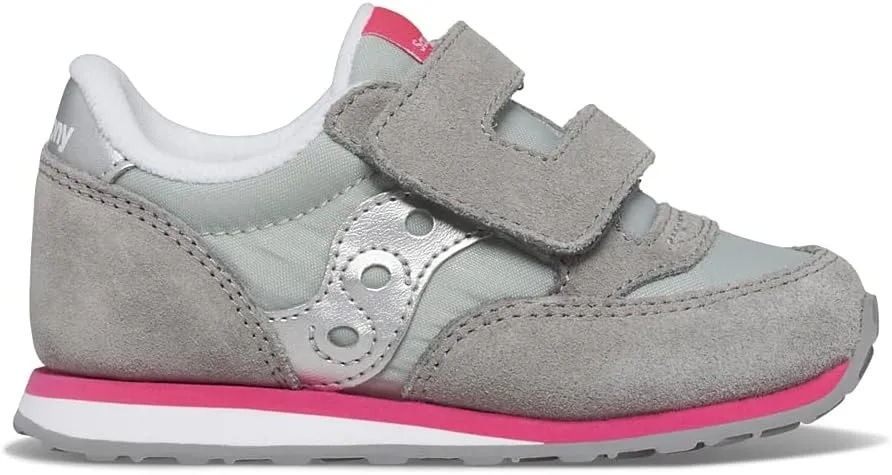 Saucony Kids Baby Jazz Hook & Loop Sneaker, Grey/Silver/Pink, 6 US Unisex Toddler
