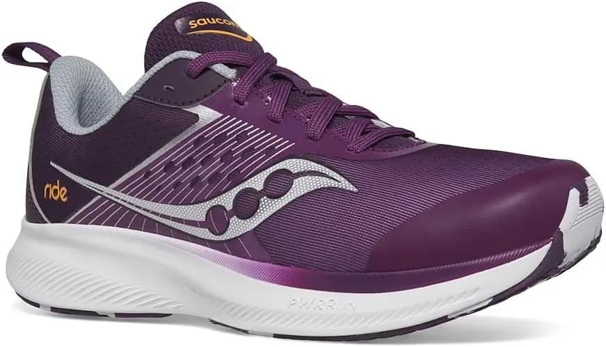 Saucony Ride Kidz Sneaker, Plum/White, 1.5 US Unisex Big Kid