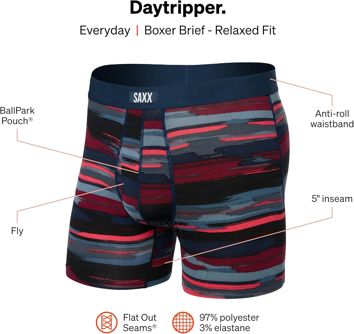 SAXX Underwear Co. Men's Underwear with Pouch Daytripper Boxer Brief Fly