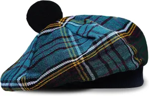 Scottish Traditional Tam o' Shatner Acrylic Wool Tammy Hat Flat Bonnet Kilt Many Tartans