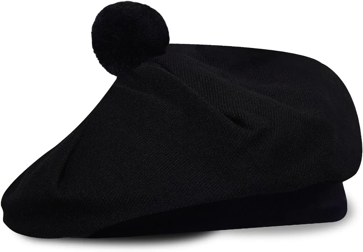 Scottish Traditional Tam o' Shatner Acrylic Wool Tammy Hat Flat Bonnet Kilt Many Tartans
