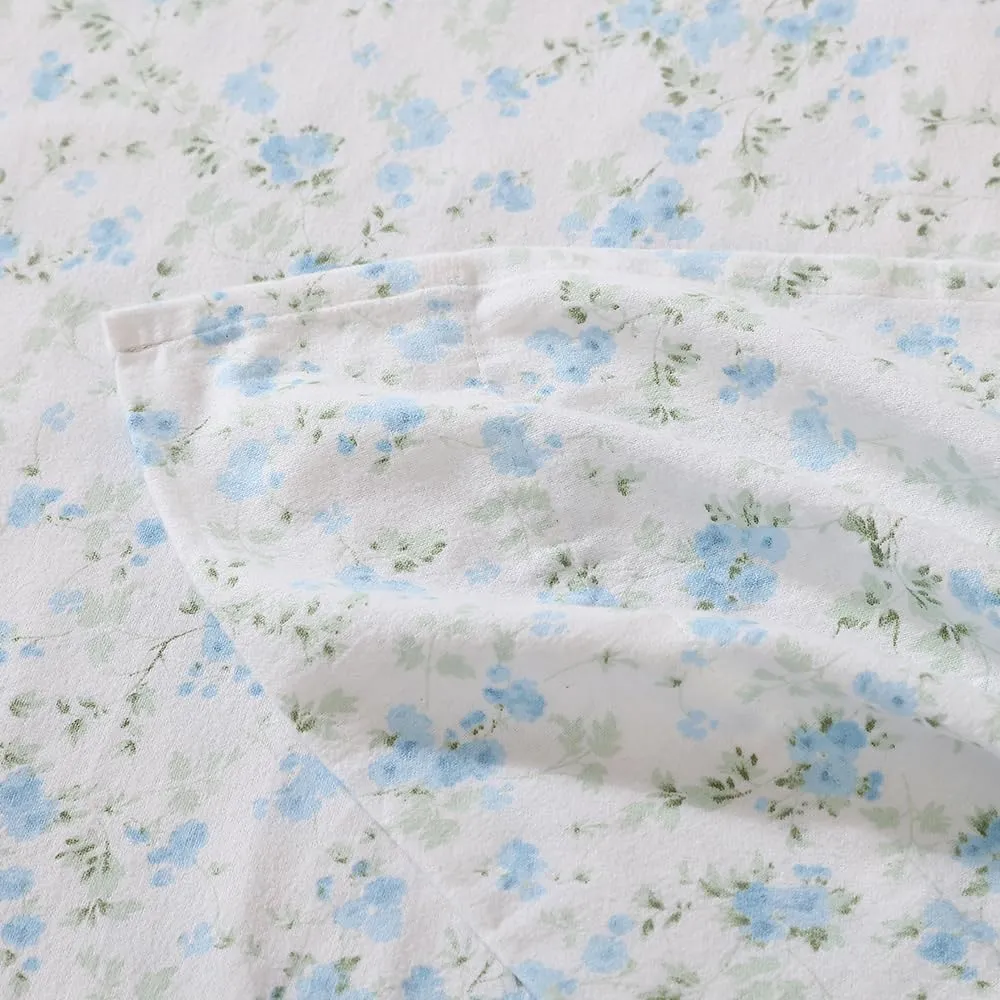 Shabby Chic® - Queen Sheets, Cotton Flannel Bedding Set, Warm & Cozy Home Decor (Ella Blue, Queen)