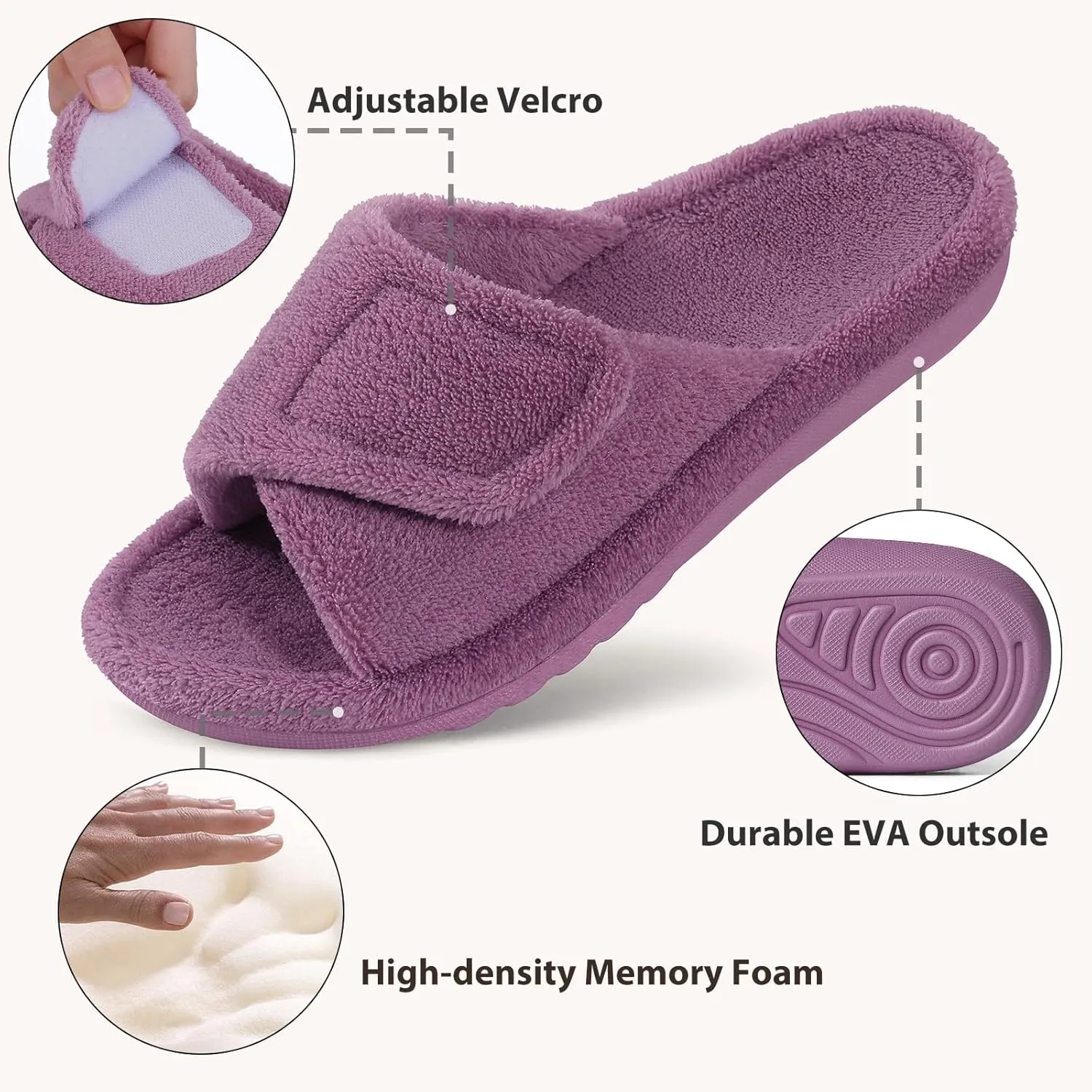 shevalues Orthopedic Slippers for Women with Arch Support Adjustable Open Toe House Shoes for Plantar Fasciitis