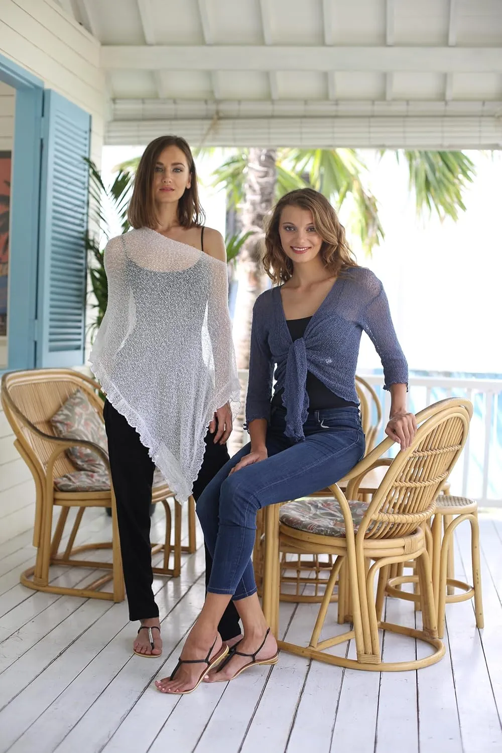 SHU-SHI Sheer Cardigans For Women Summer Knit Shrug Lightweight For Dresses Tie Top Open Front
