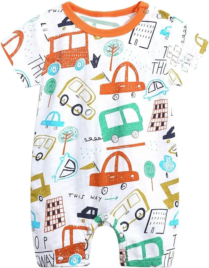 Simplee kids Baby Boy Outfits Short Sleeve Clothing Set Print Cartoon Baby Summer Romper