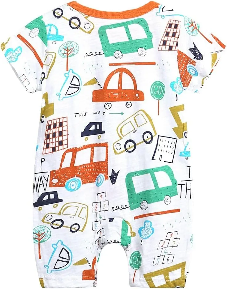 Simplee kids Baby Boy Outfits Short Sleeve Clothing Set Print Cartoon Baby Summer Romper