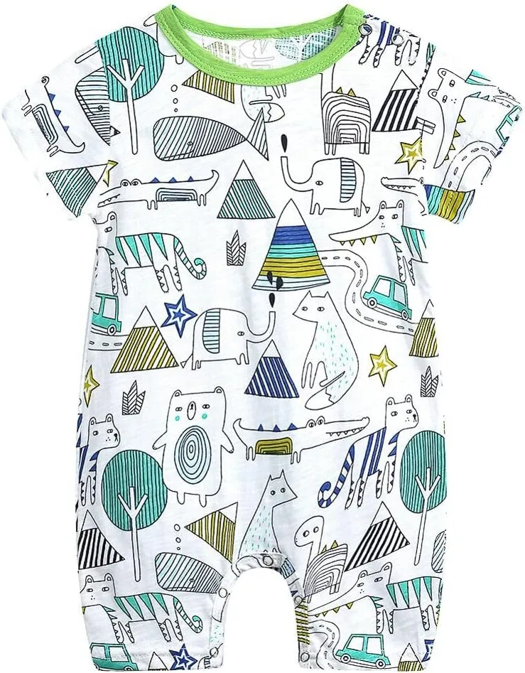 Simplee kids Baby Boy Outfits Short Sleeve Clothing Set Print Cartoon Baby Summer Romper