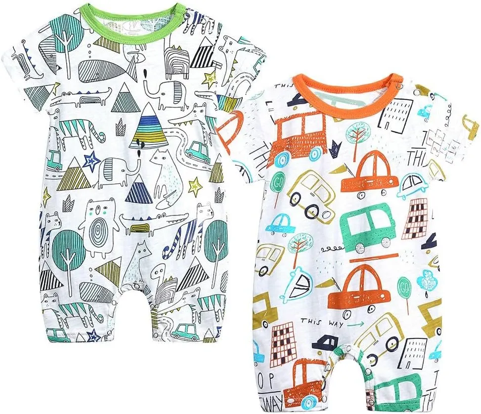 Simplee kids Baby Boy Outfits Short Sleeve Clothing Set Print Cartoon Baby Summer Romper
