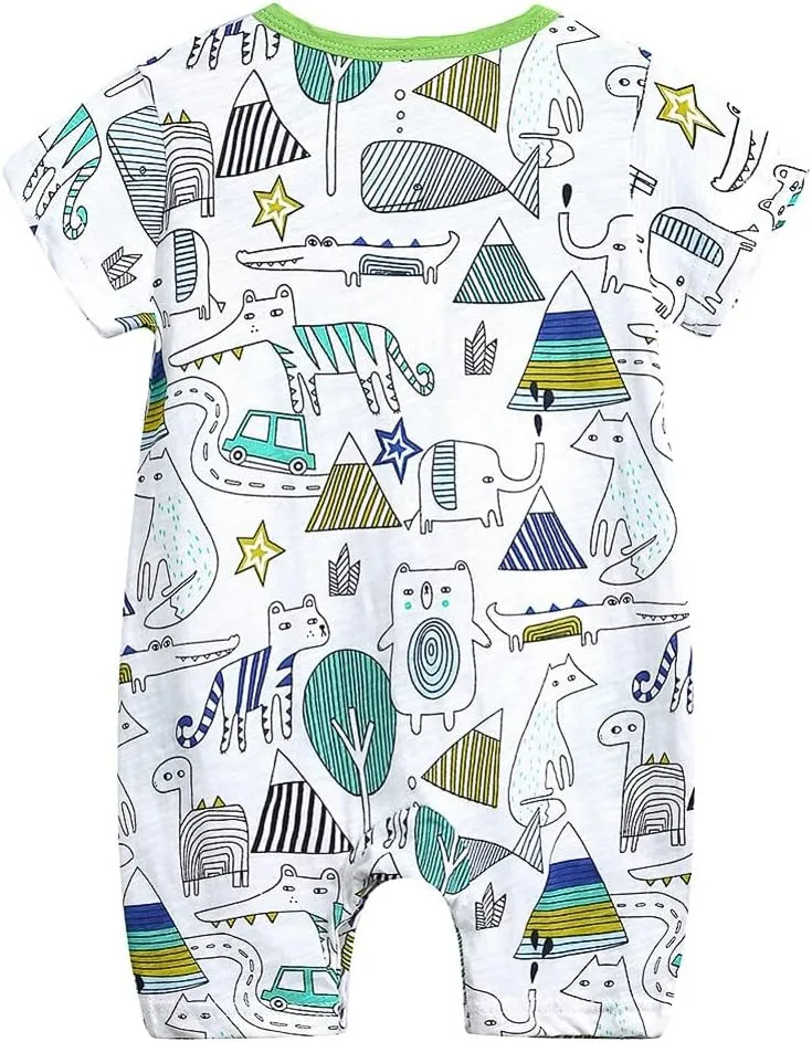 Simplee kids Baby Boy Outfits Short Sleeve Clothing Set Print Cartoon Baby Summer Romper