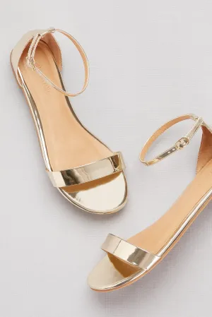 Single-Strap Mirror Metallic Flat Sandals