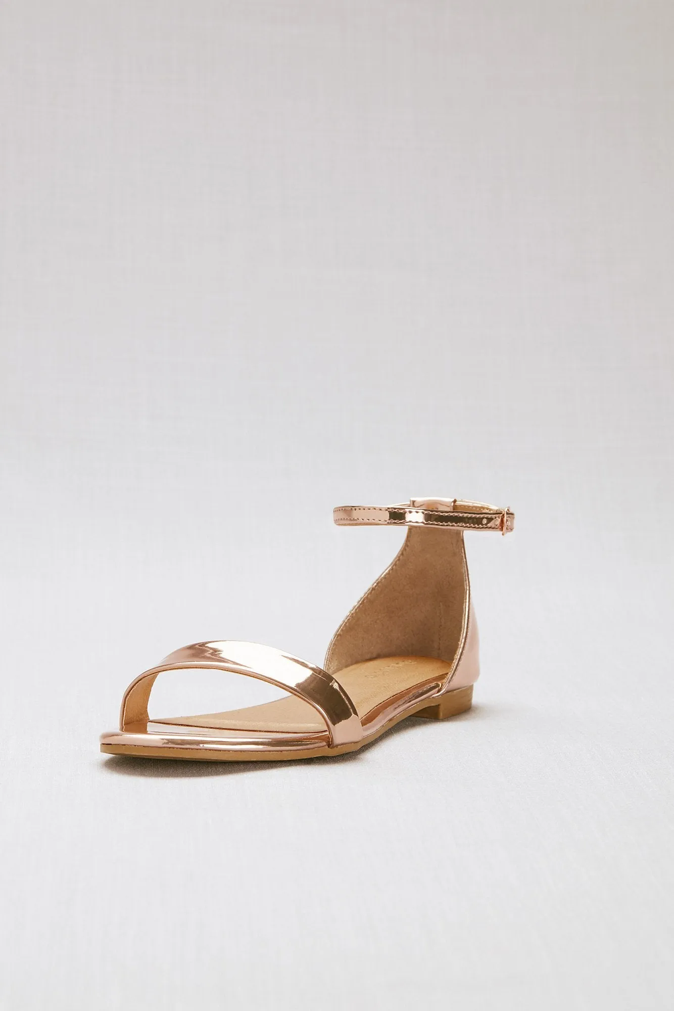 Single-Strap Mirror Metallic Flat Sandals