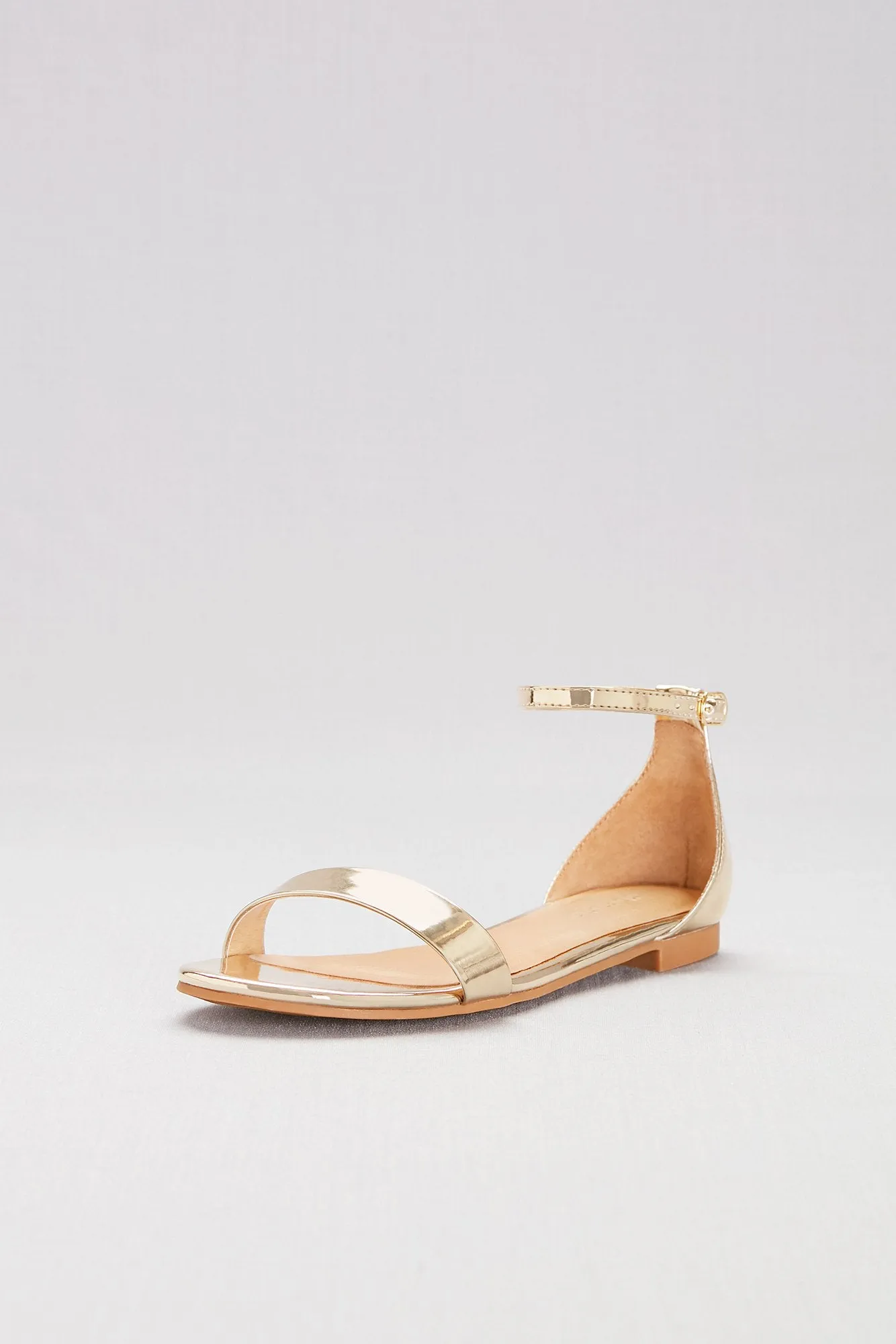 Single-Strap Mirror Metallic Flat Sandals
