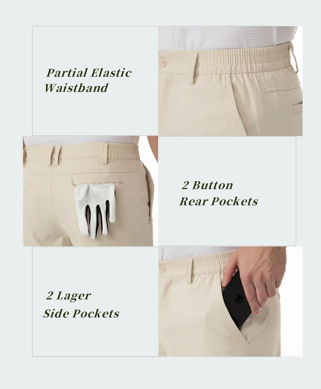 SIX ISLANDS Men's Golf Hybrid Shorts 9 Inch Inseam with Pockets Quick Dry Stretch Flat Front Casual Work Dress Shorts for Men