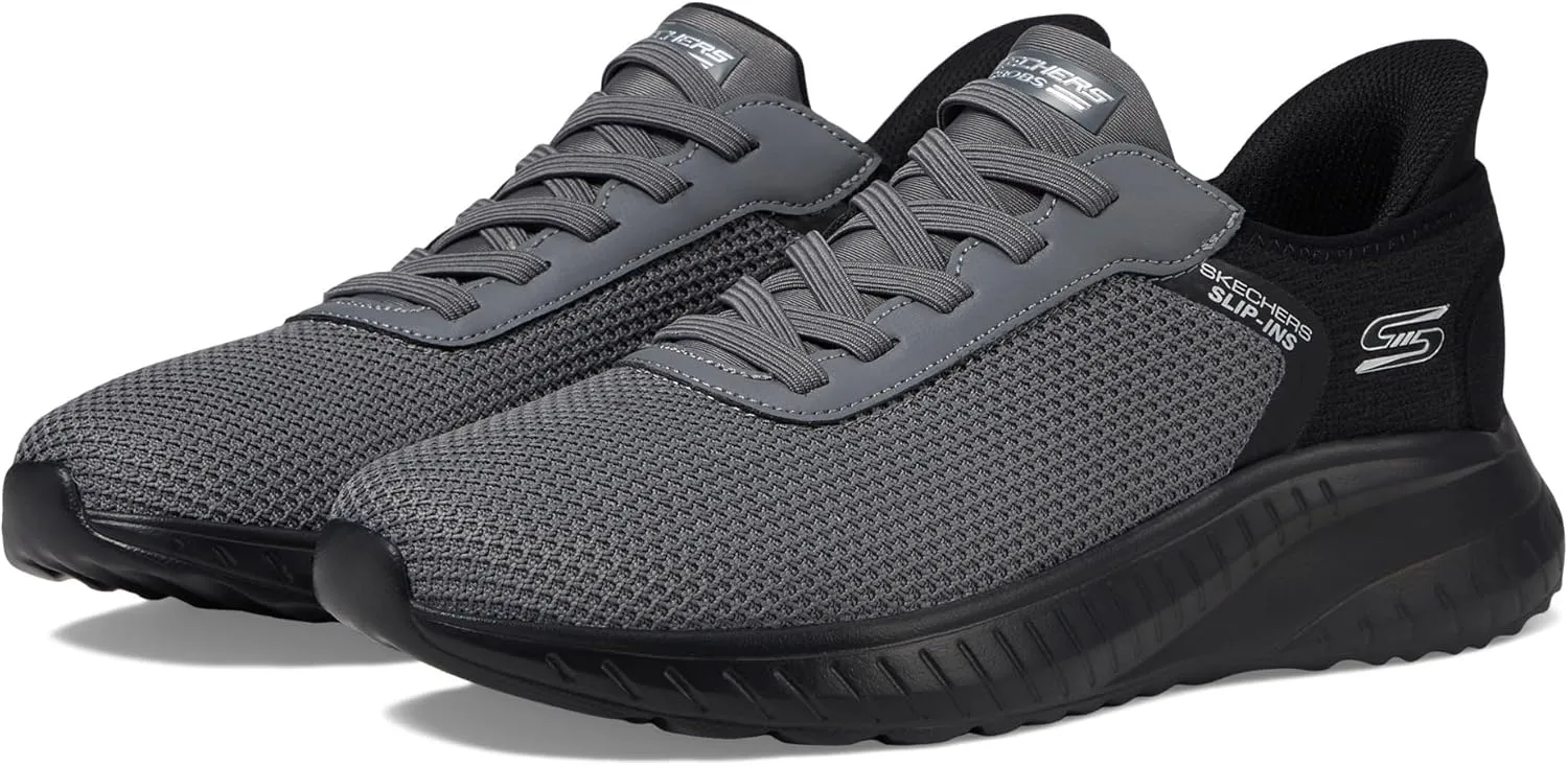 Skechers Bobs Men's Hands Free Slip-ins Squad Chaos-Balanced Edge Sneaker, Dark Gray, 14