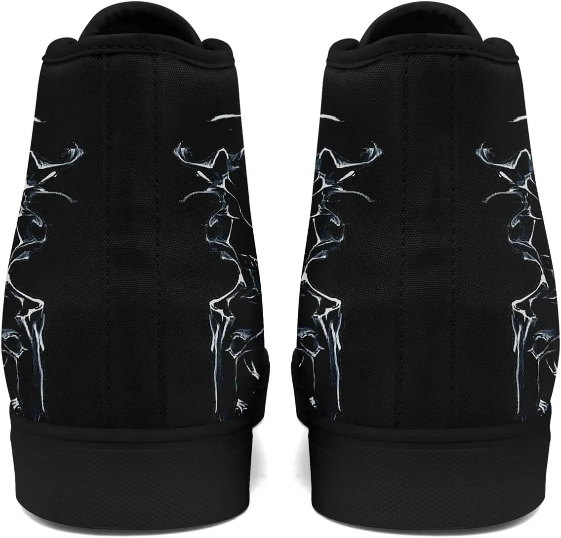 Skull Shoes High Top Canvas Sneakers for Men Women Classic Lace up Casual Trainers Plimsoles Flat Shoes Gothic Walking Streetwear