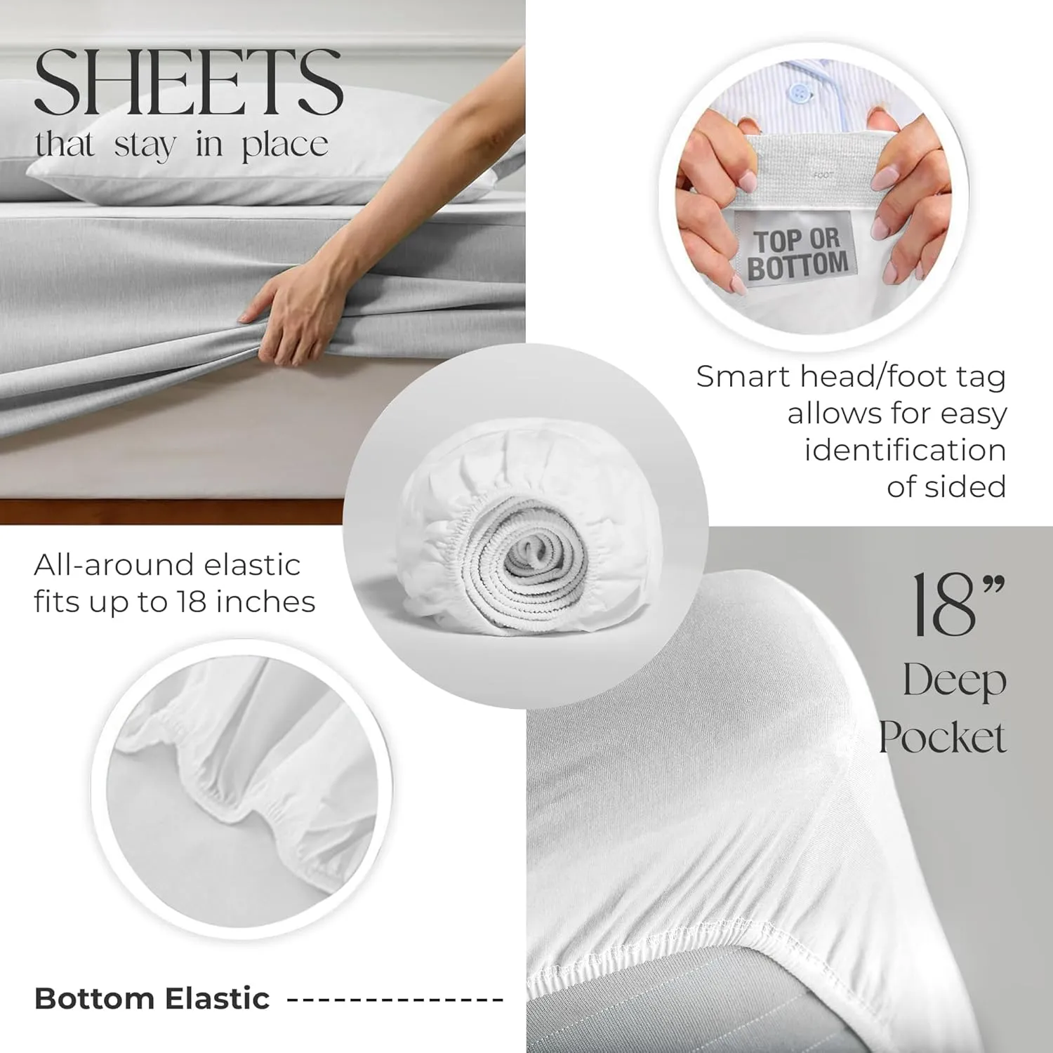 Sky Blue Sheet Set, Organic Cotton Deep Pockets Sheets for Queen Size Bed, Percale Sheets, Lightweight & Breathable, Easy Fit, Cool & Crisp