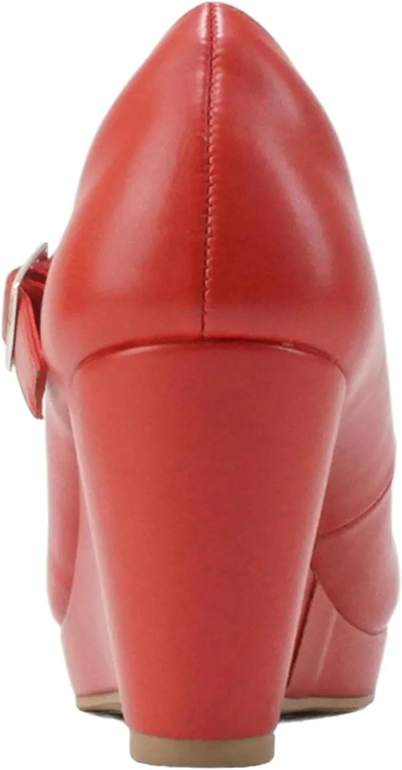 Soda Merry ~ Womens Mary Jane Strap Comfortable Platform Wedge Pump Heel Shoes (Wide Fit Available)
