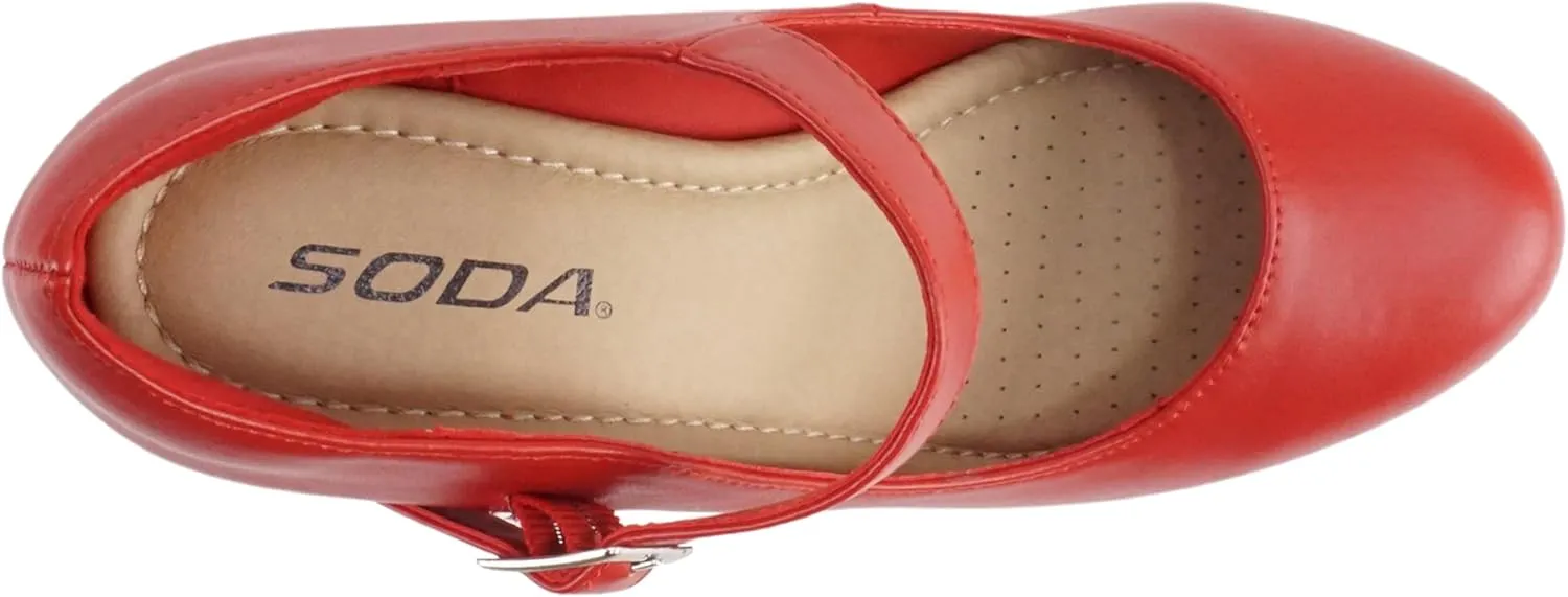 Soda Merry ~ Womens Mary Jane Strap Comfortable Platform Wedge Pump Heel Shoes (Wide Fit Available)
