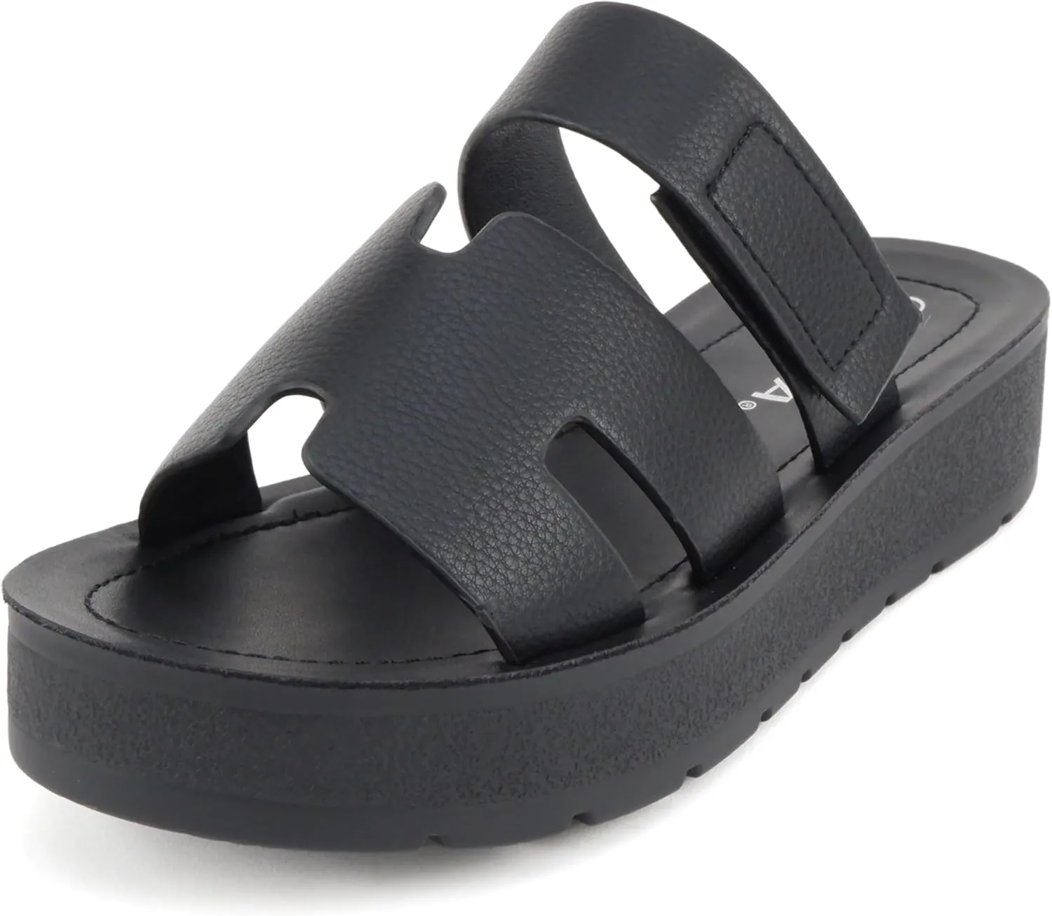 Soda “Tonya” ~ Women Open Round Toe Double Strap Slide On Sandal