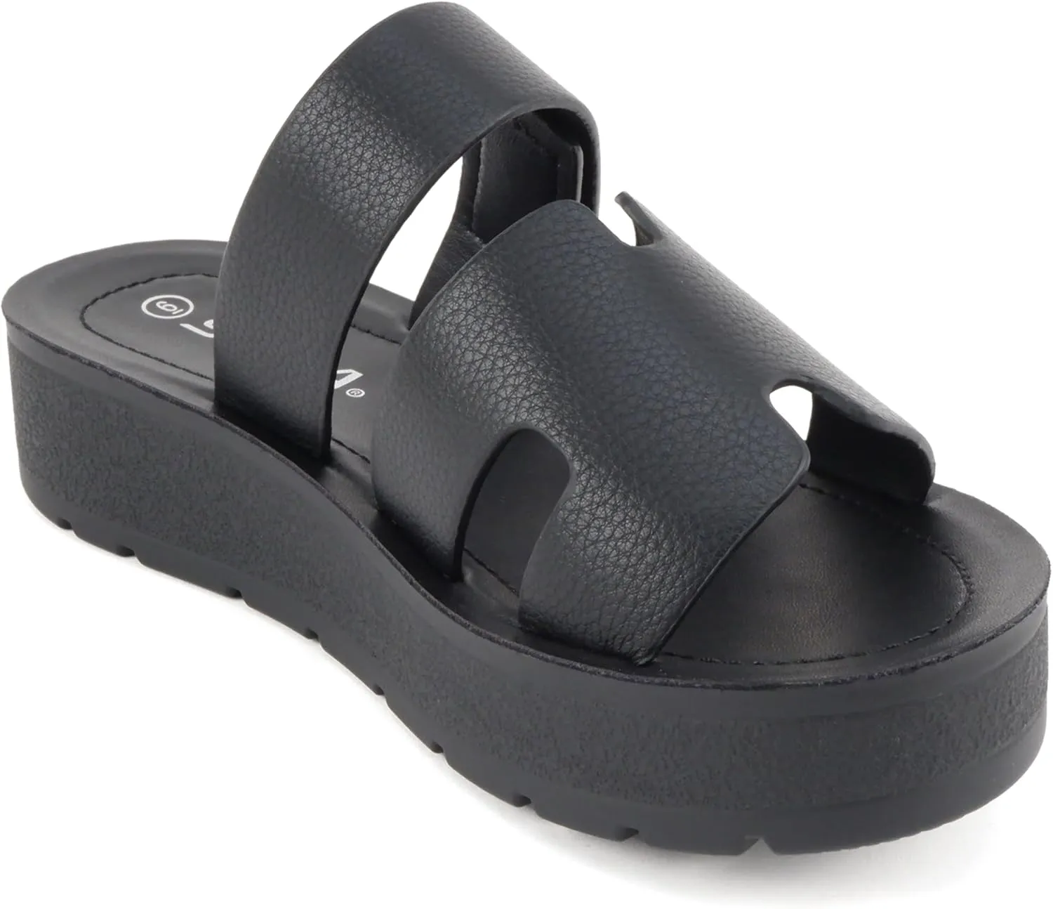 Soda “Tonya” ~ Women Open Round Toe Double Strap Slide On Sandal