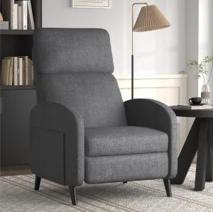 Softa Recliner Chair for Adults, Small Fabric Reclining Chair with Side Pockets, Adjustable Home Theater Seating Modern Armchair with Extended Footrest for Living Room, Gray