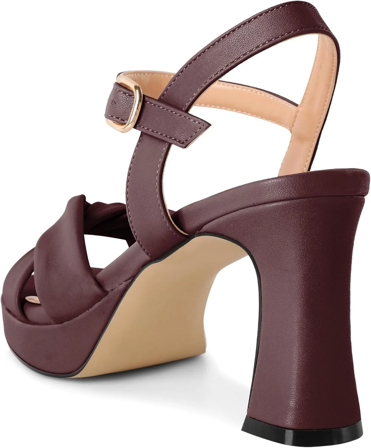 Soireelady Womens Platform Heels, Chunky Heel Ankle Strap Open Toe Block Heels, Square Toe Ankle Strap Heeled Sandals 3.5 Inches