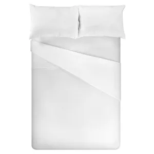 Solid Optic White Textured Cotton Percale Flat Sheet