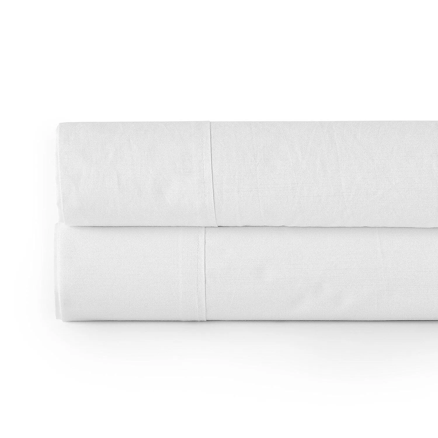 Solid Optic White Textured Cotton Percale Flat Sheet