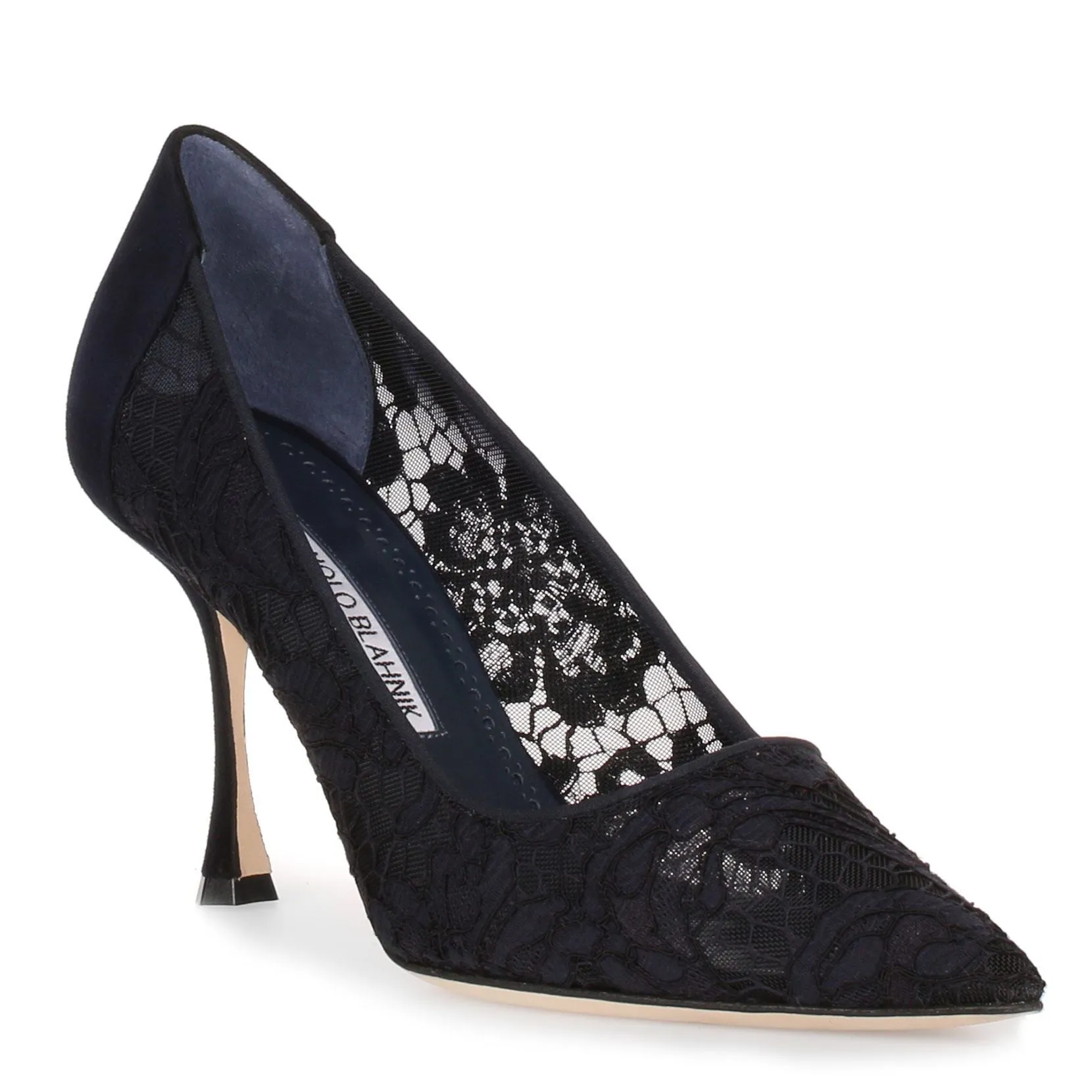 Sophia 90 navy lace pump