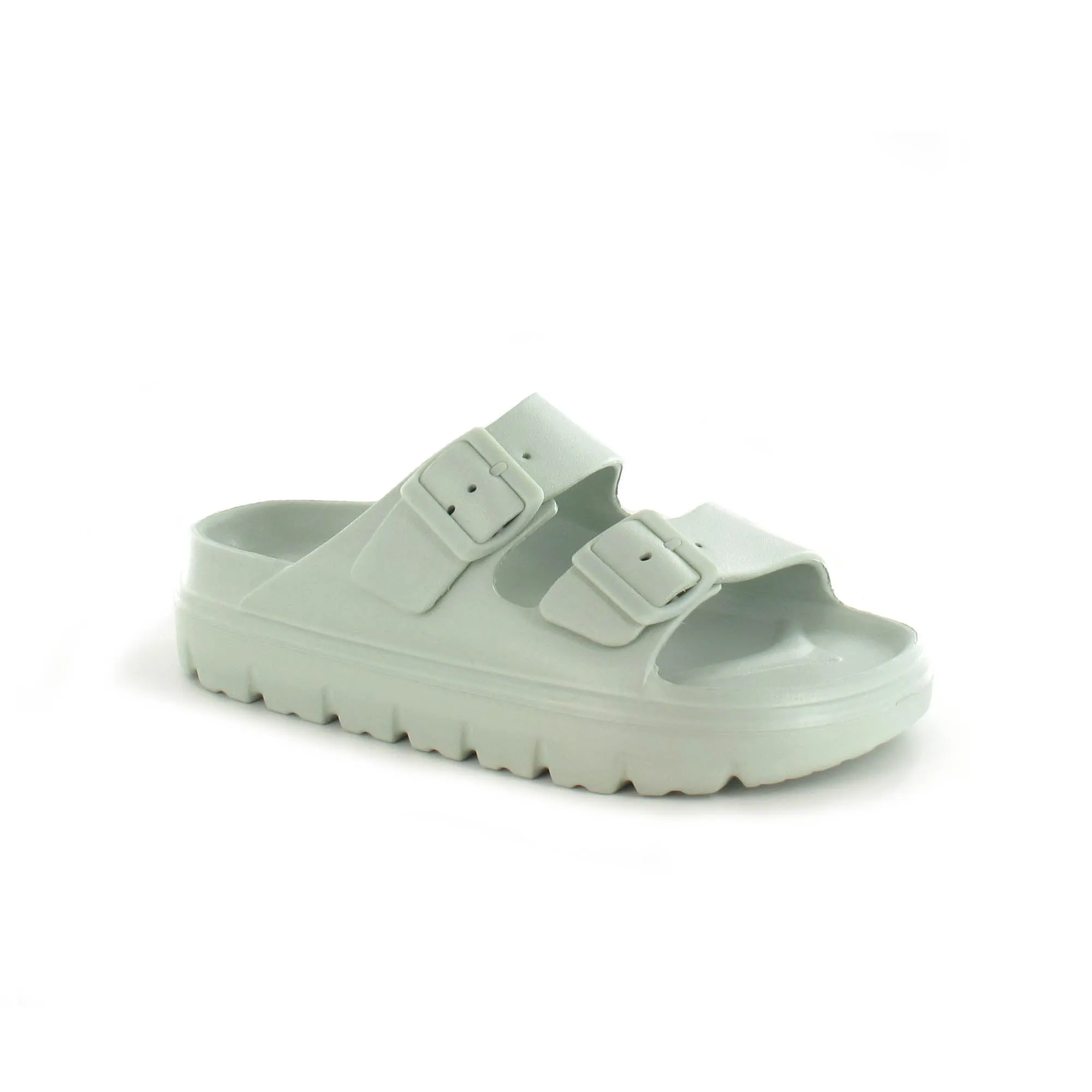 Sophia: Women's Double Buckle Two Strap Slides - Mint