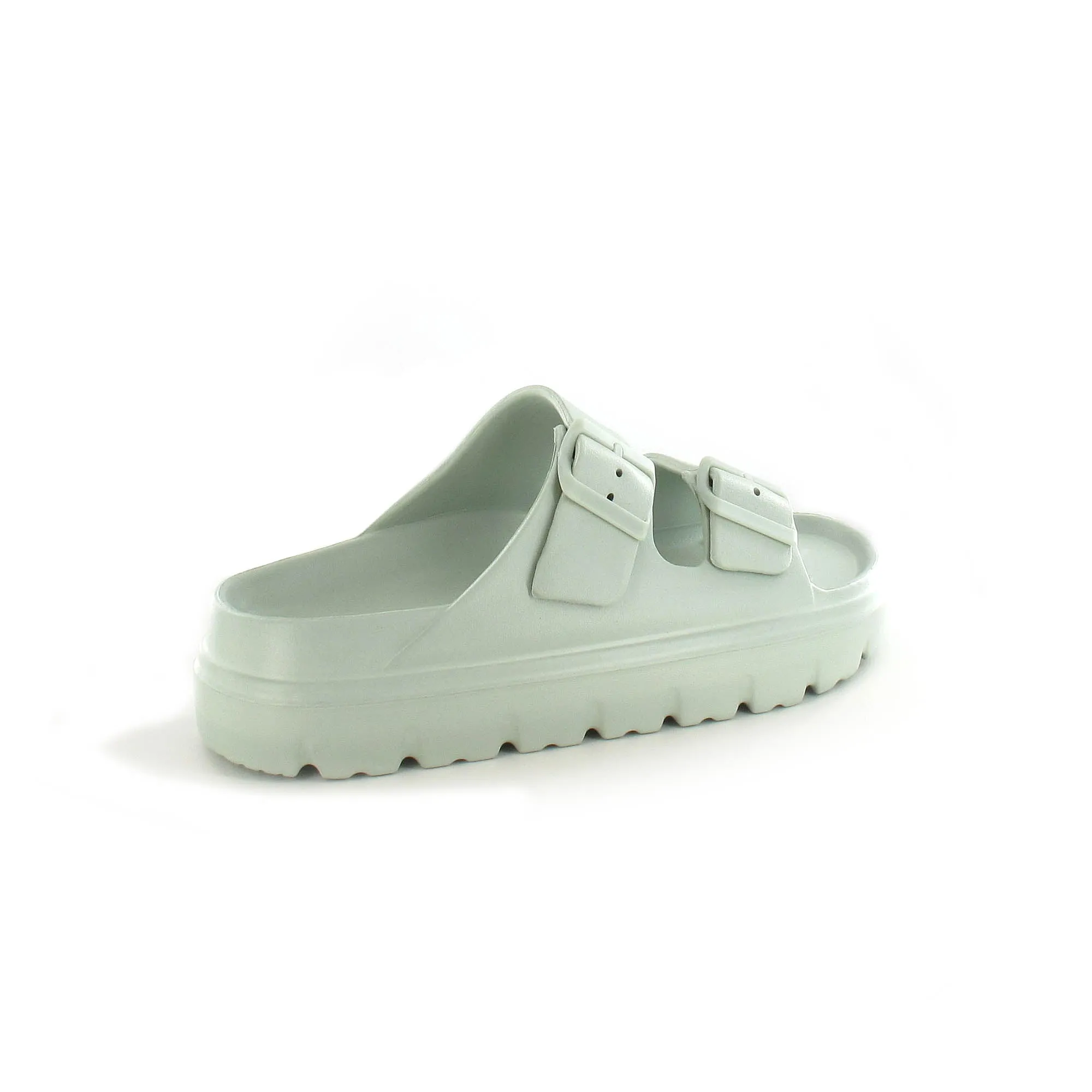 Sophia: Women's Double Buckle Two Strap Slides - Mint