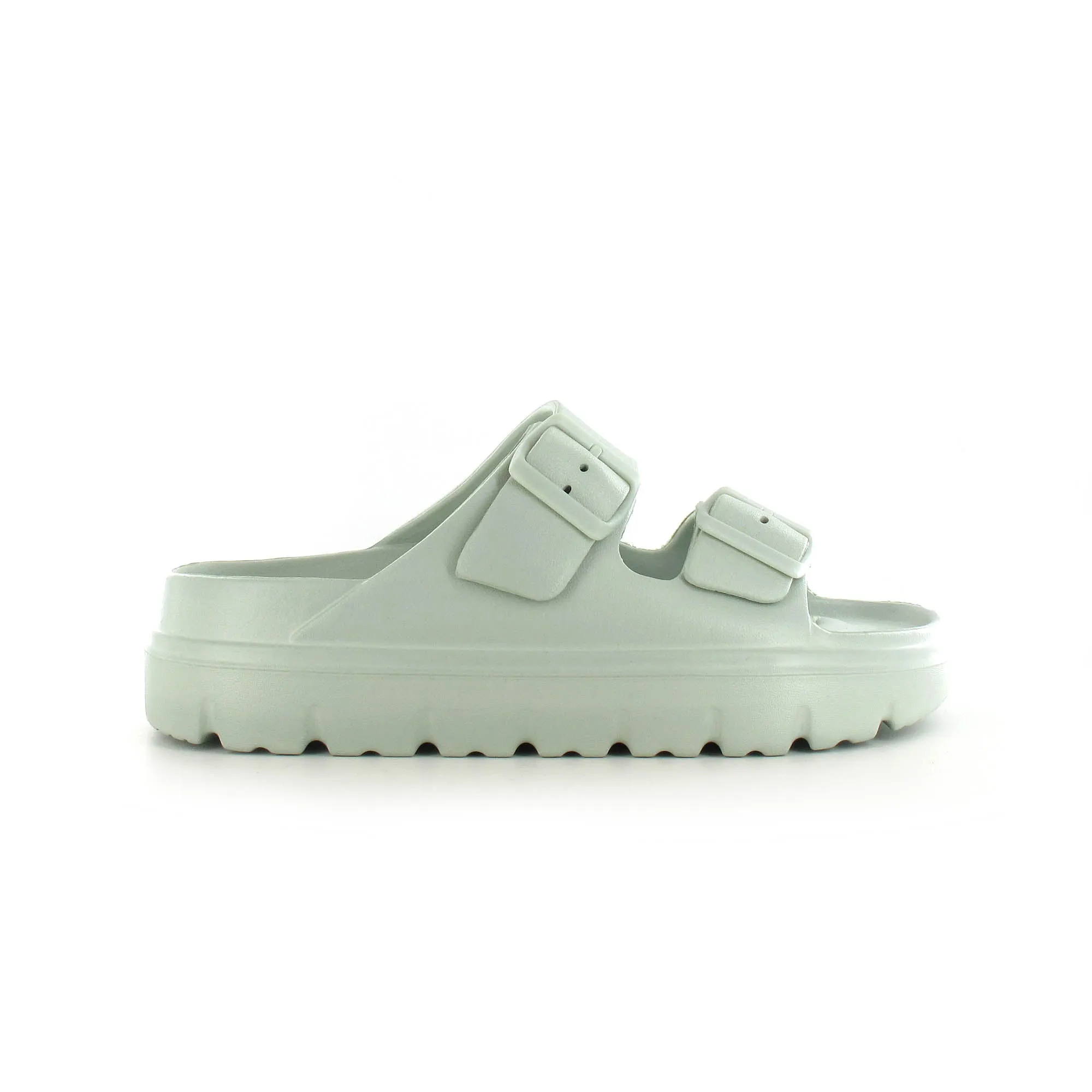 Sophia: Women's Double Buckle Two Strap Slides - Mint