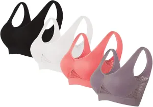 Sports Bras for Women 4 Pack Breathable Air Yoga Bras for Women Seamless Bra for Women Comfortable Gym Workout Bra
