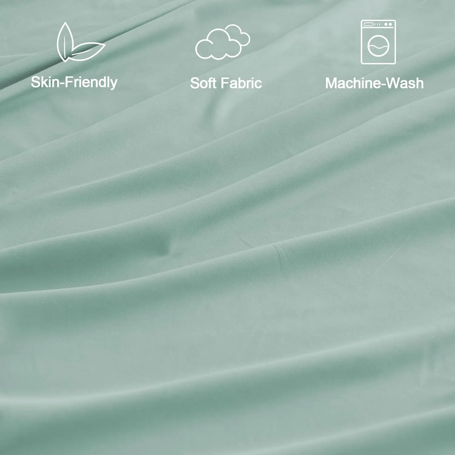 SPRINGSPIRIT Queen Sheets Set 4 Piece, Luxury Super Soft Microfiber Queen Bed Sheets Set Wrinkle Free & Breathable, Green Sheets Queen 16 Deep Pocket Sheets for Queen Size Bed