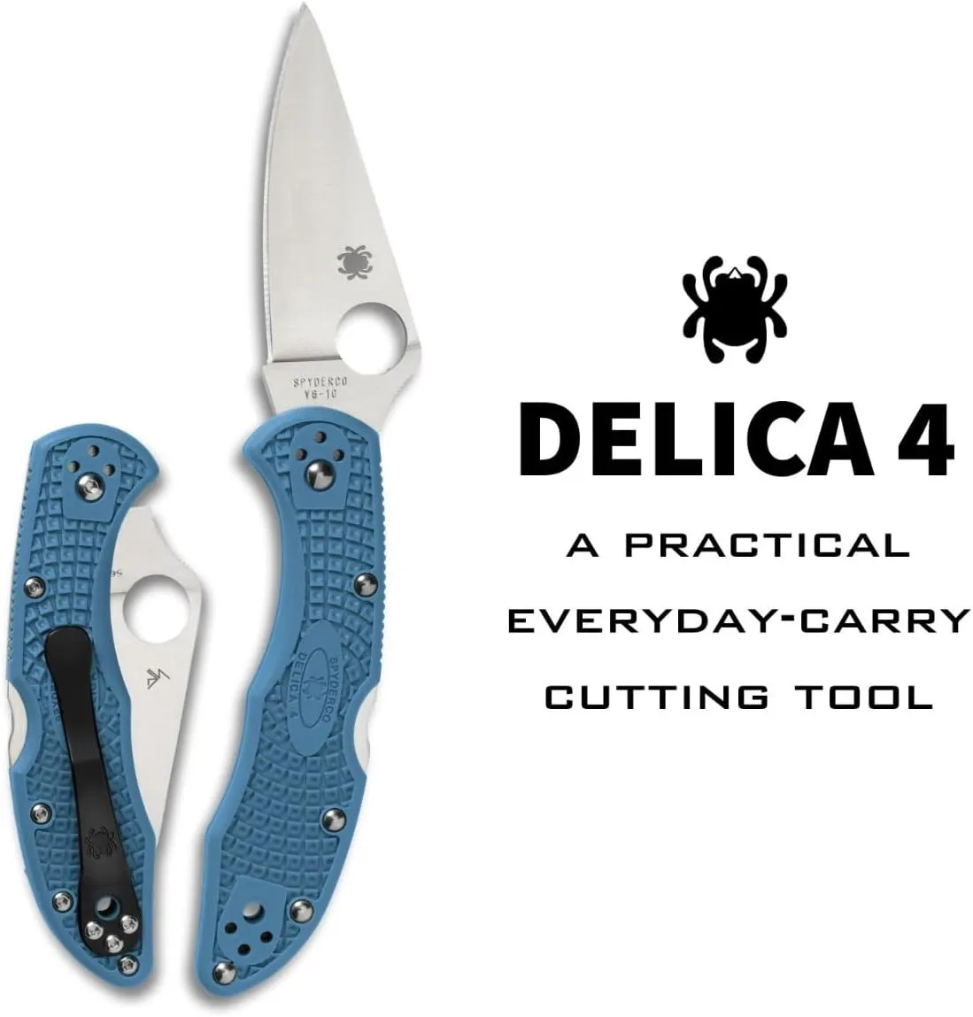 Spyderco Delica 4 Lightweight 7.15" Signature Folding Knife with 2.90" Flat-Ground Steel Blade and High-Strength FRN Handle - PlainEdge Grind