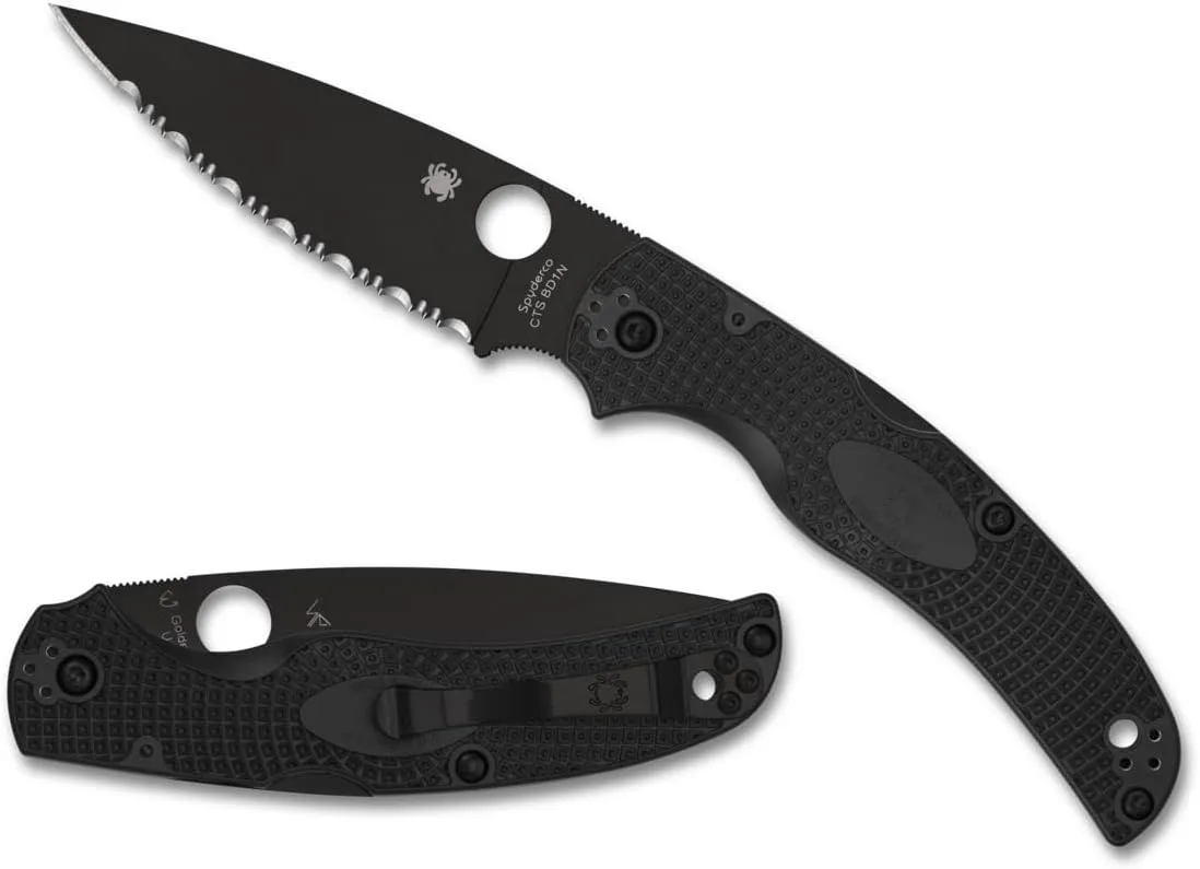 Spyderco Knives Native Chief Lightweight C244SBBK Serrated Black CTS-BD1N Pocket Knife
